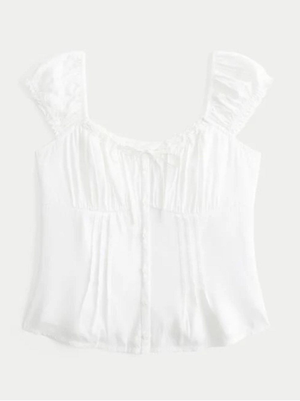 Hollister White Peplum Button-Front Square Neck Top - Picture 3 of 8